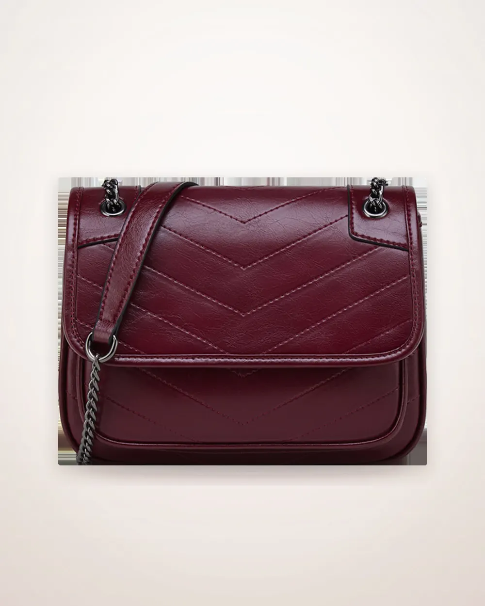 Cowhide Chain Strap Shoulder Bag