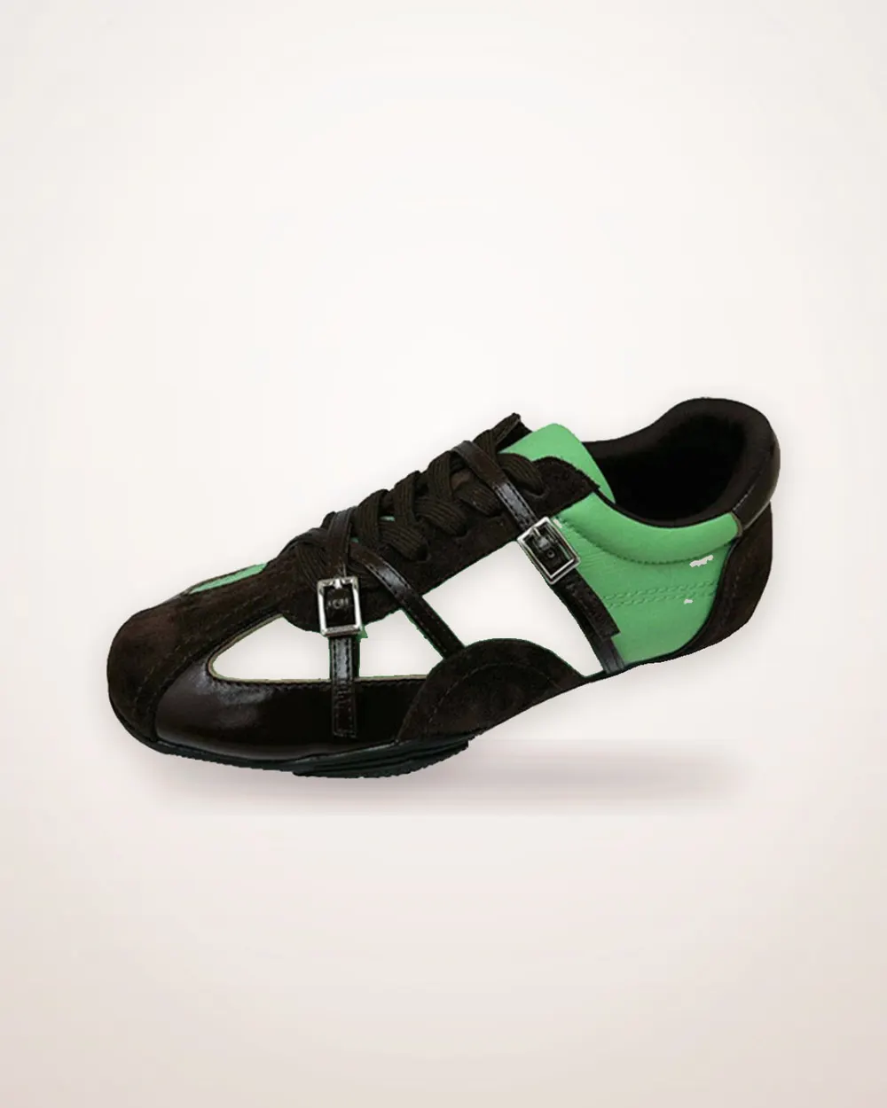 Retro Leather Lace-Up Trainers