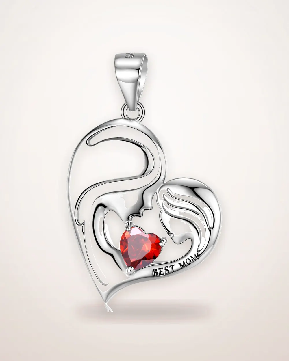 Sterling Silver Mom Pendant Necklace