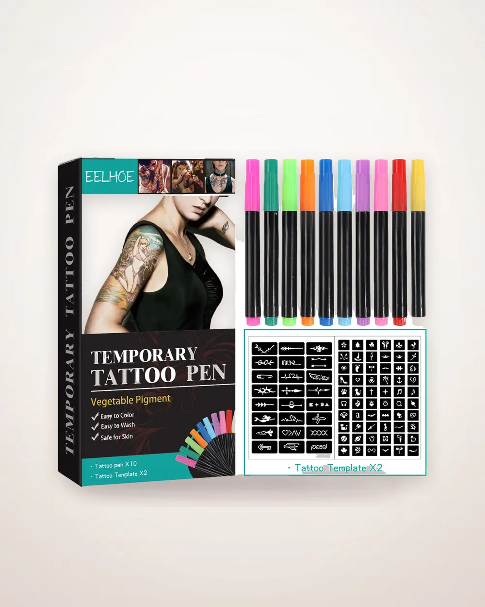 Colorful Temporary Tattoo Pen Set