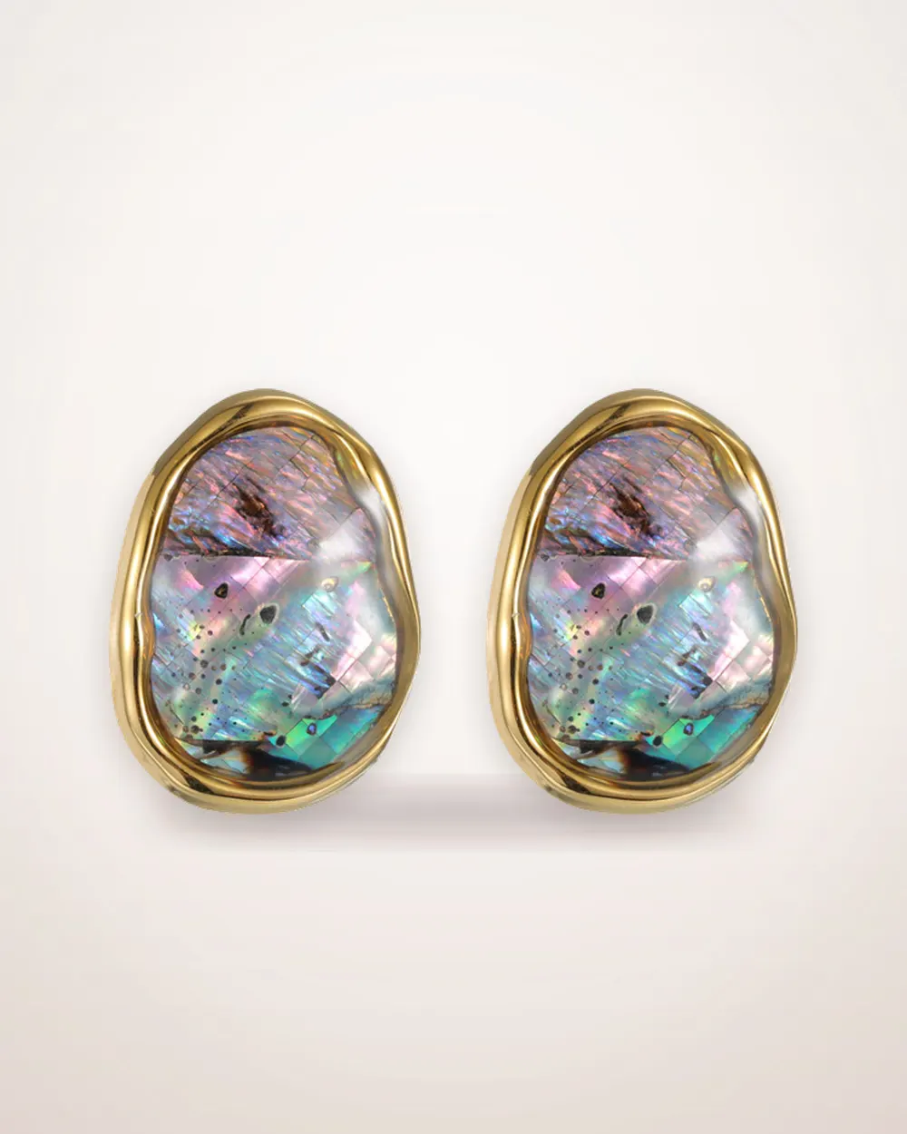 18K Gold Geometric Oval Earrings