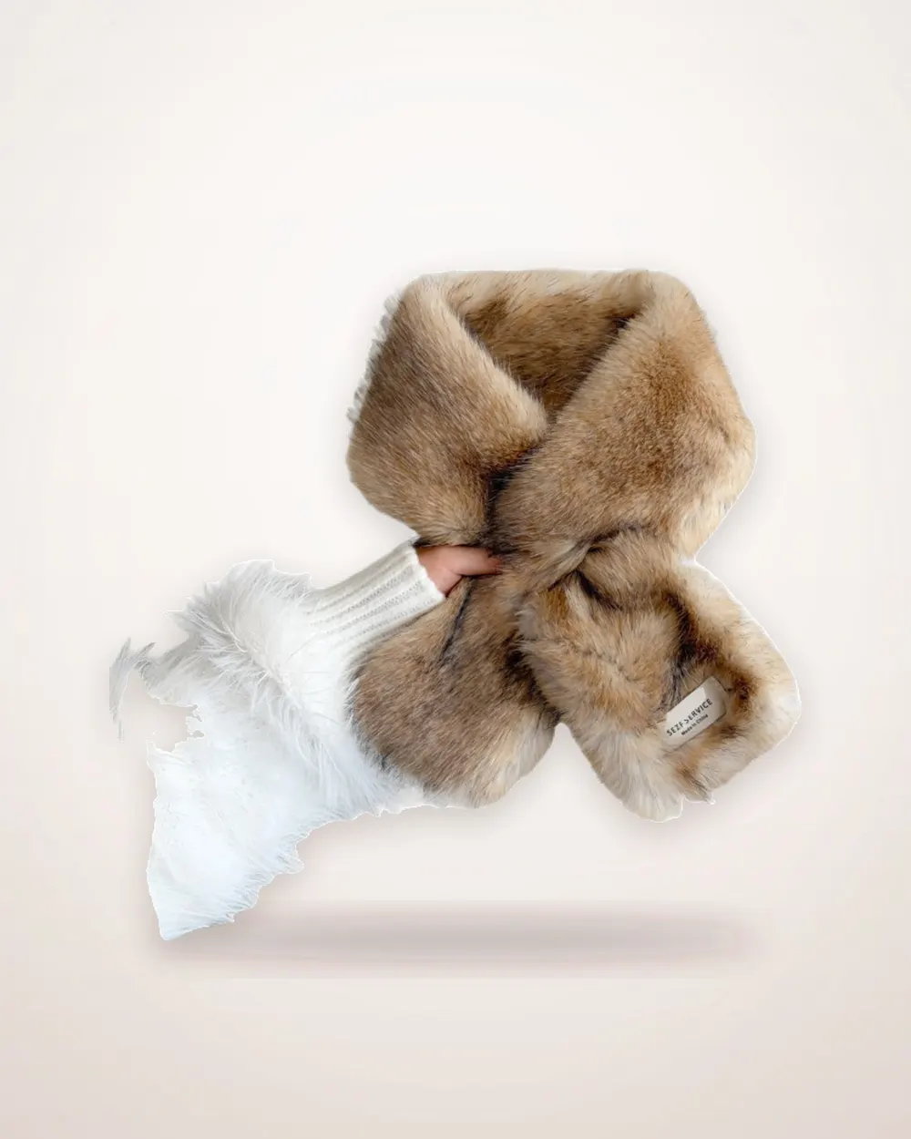 Cross-Over Faux Mink Fur Scarf
