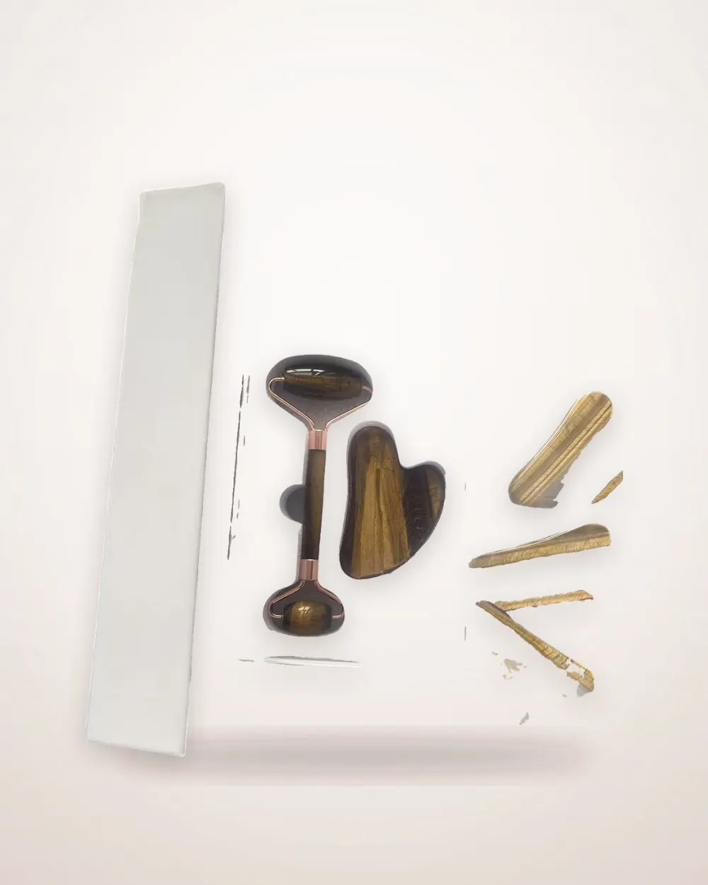 Tiger Eye Stone Gua Sha and Roller Set