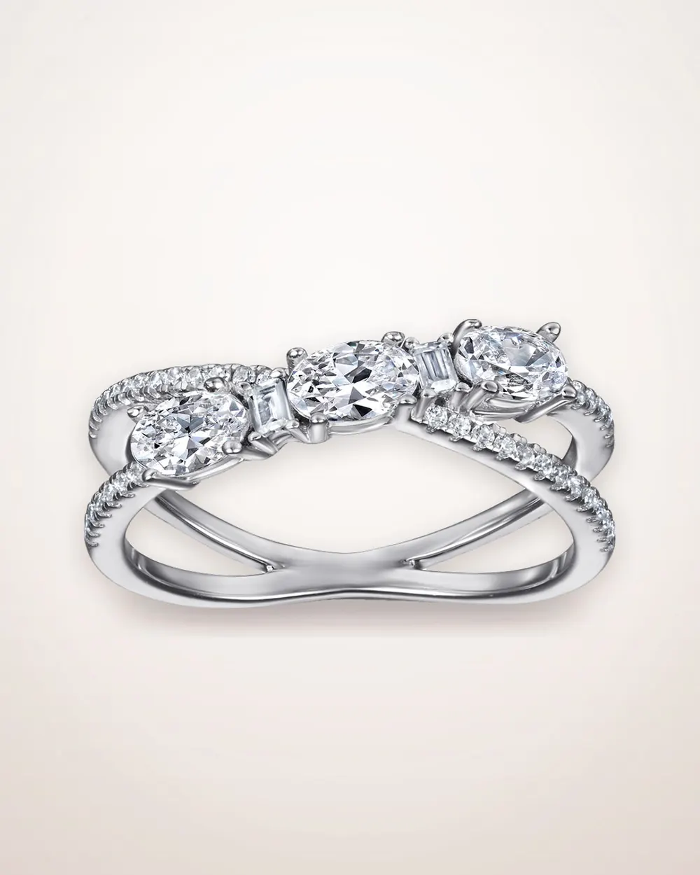 925 Silver Geometric Zircon Ring