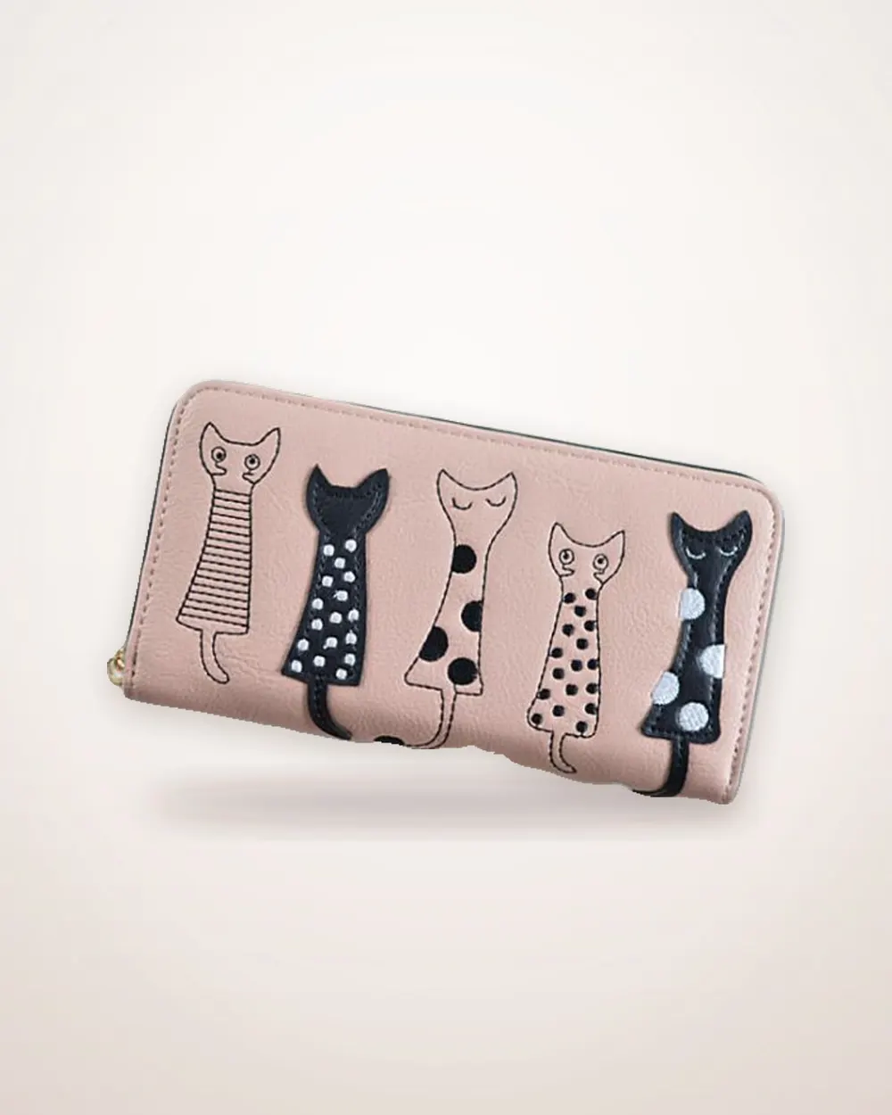 Cat Motif Faux Leather Wallet