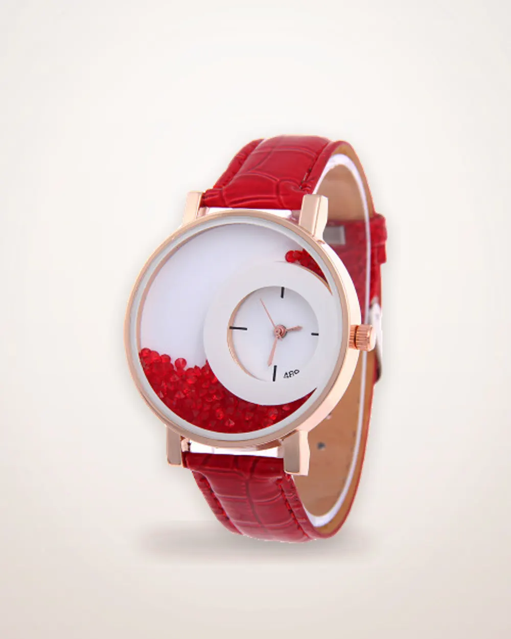 Rhinestone Quicksand Dial Quartz Watch