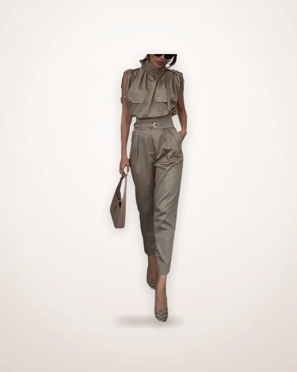 Belted Blouse and Pants Set