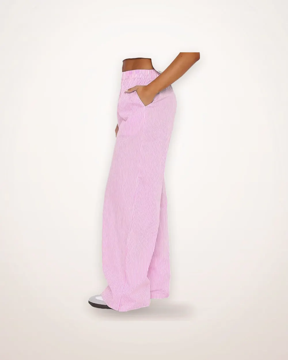 High-Waist Striped Wide-Leg Trousers