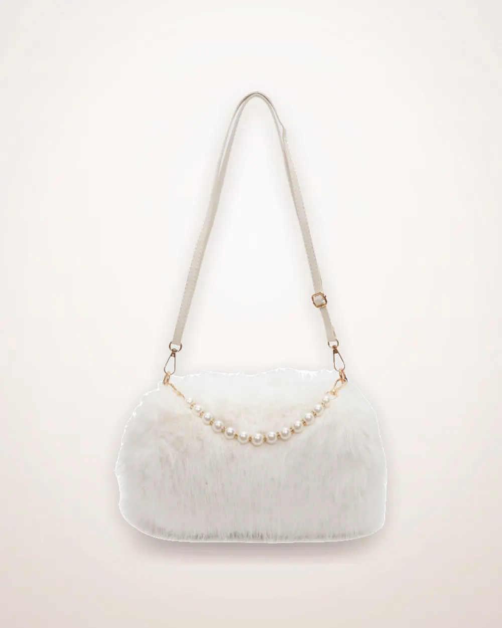 Plush Pearl Chain Shoulder Bag