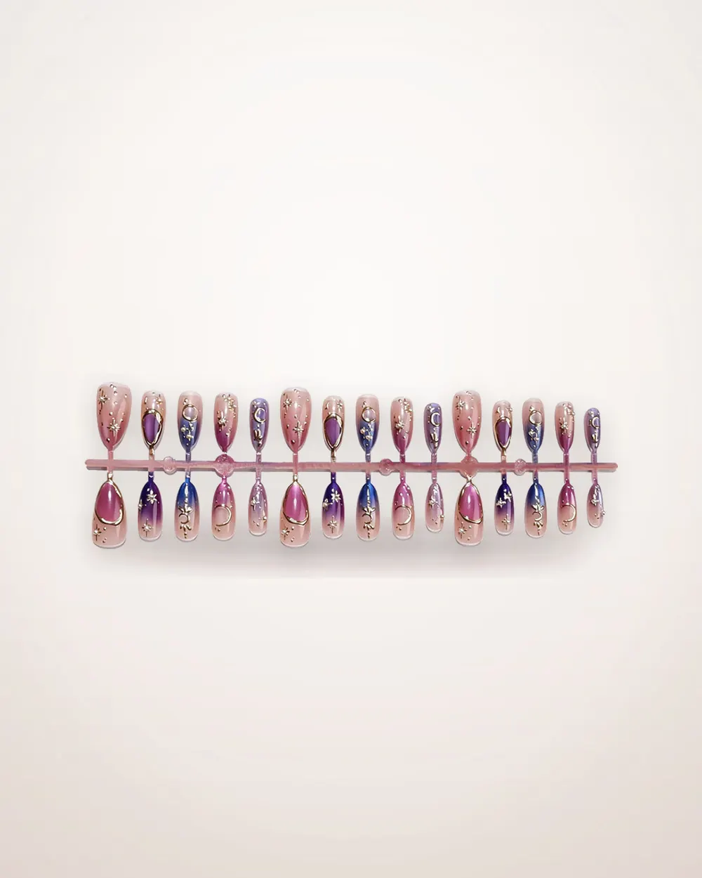 Short Almond Press-On Nails with Gold Pearls
