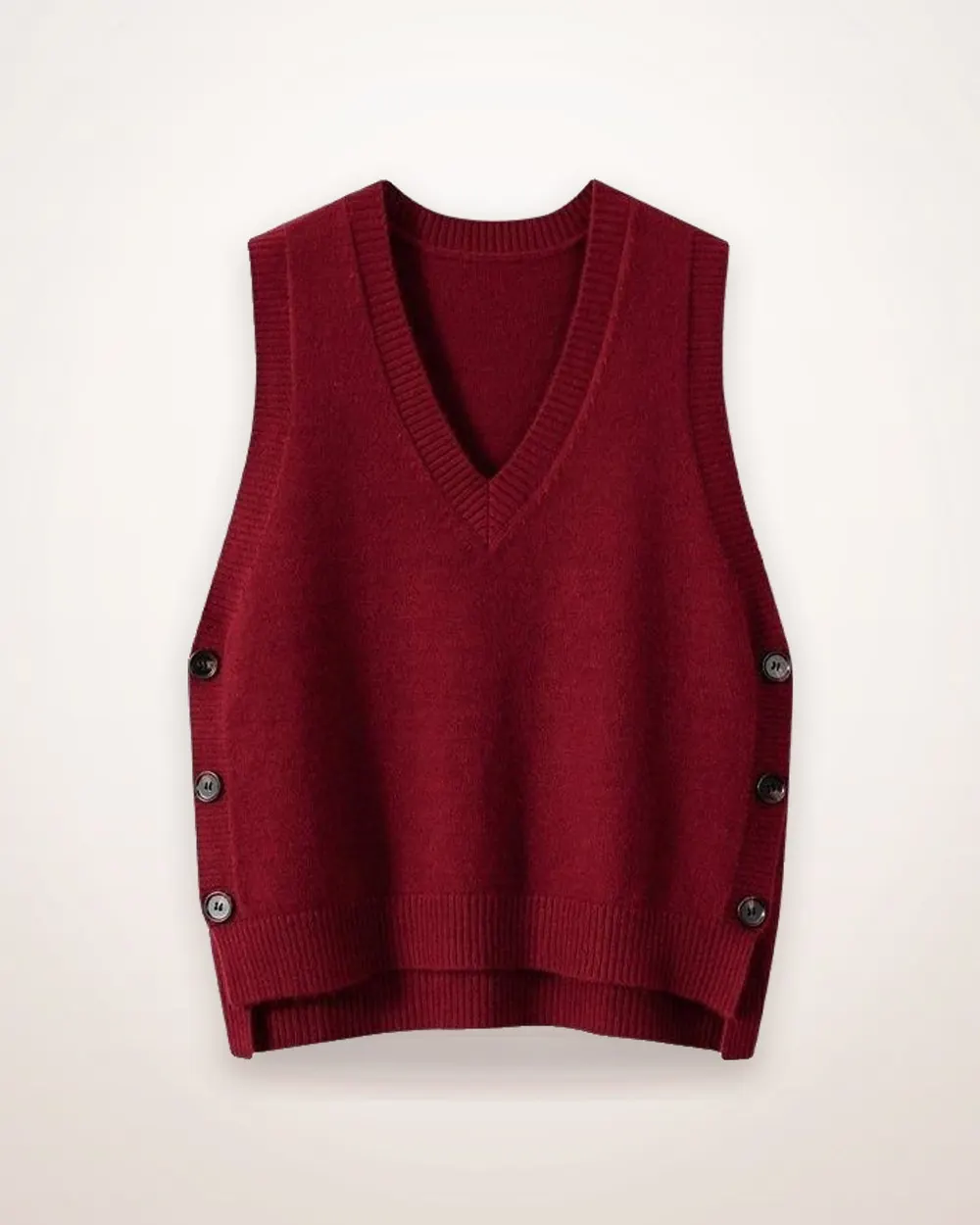 V-Neck Button-Front Knitted Vest