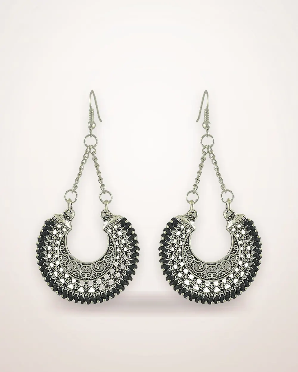 Handwoven Rope Crescent Earrings