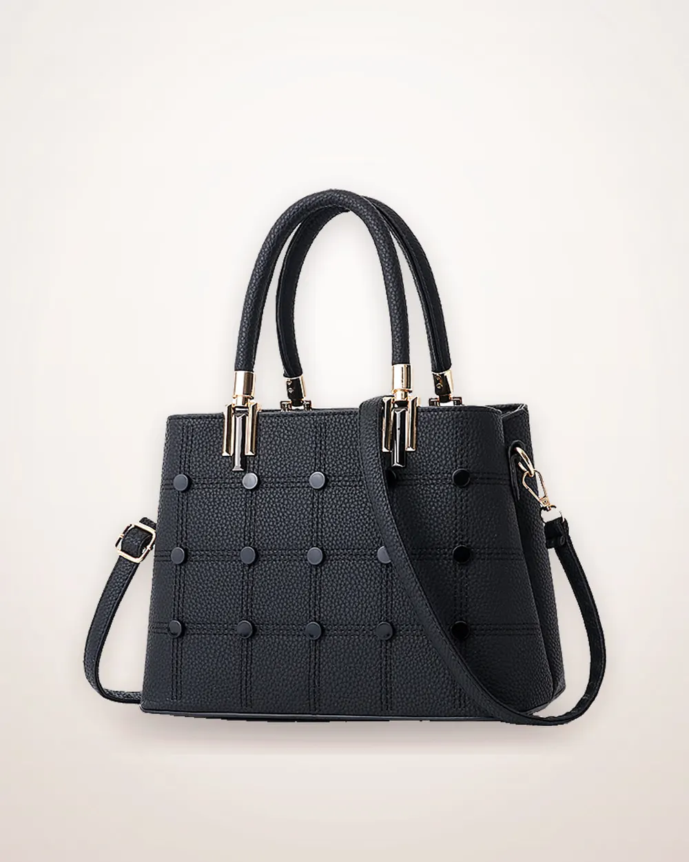 PU Handbag with Rivet Trim