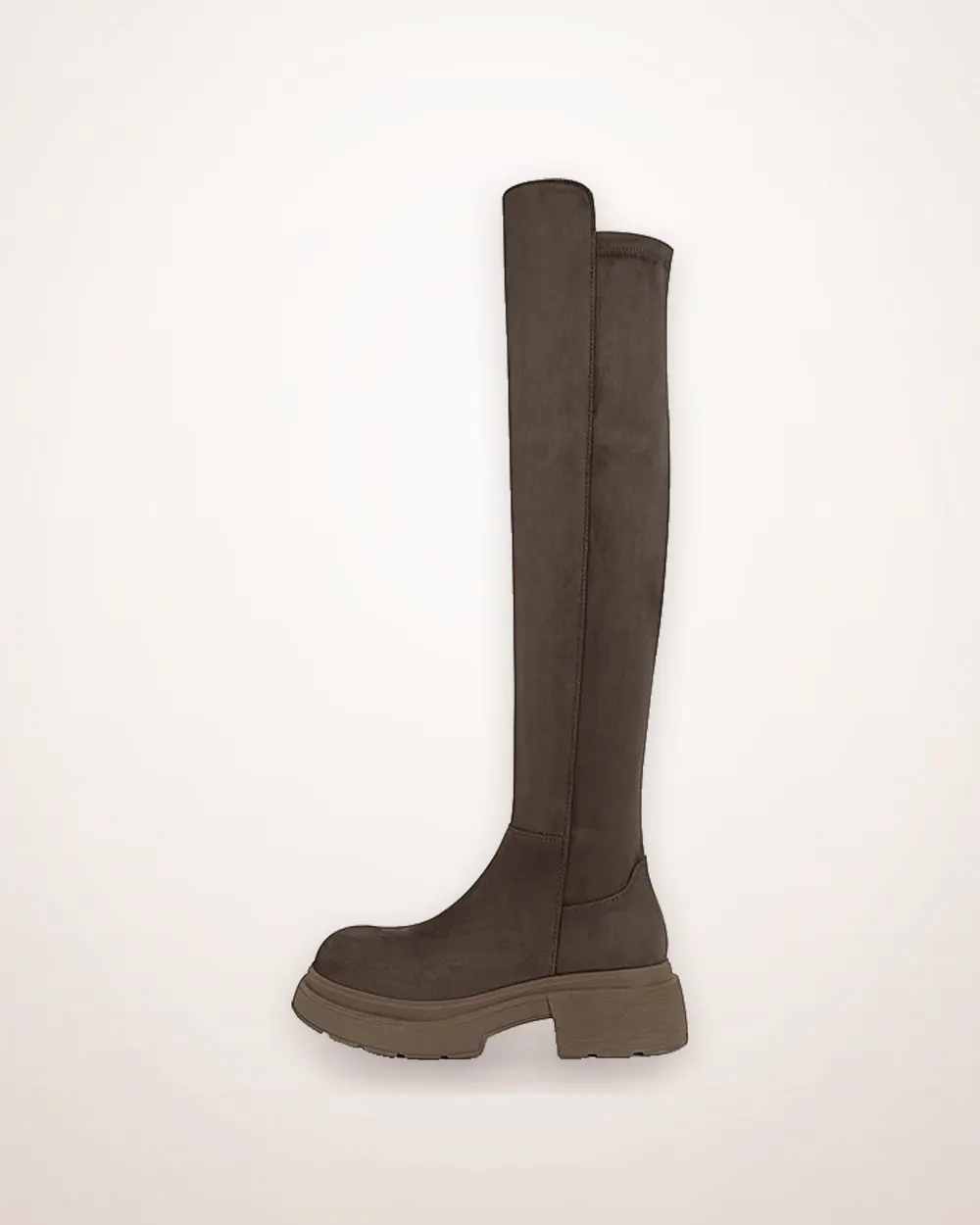 Over-the-Knee Leather Boots, Square Heel
