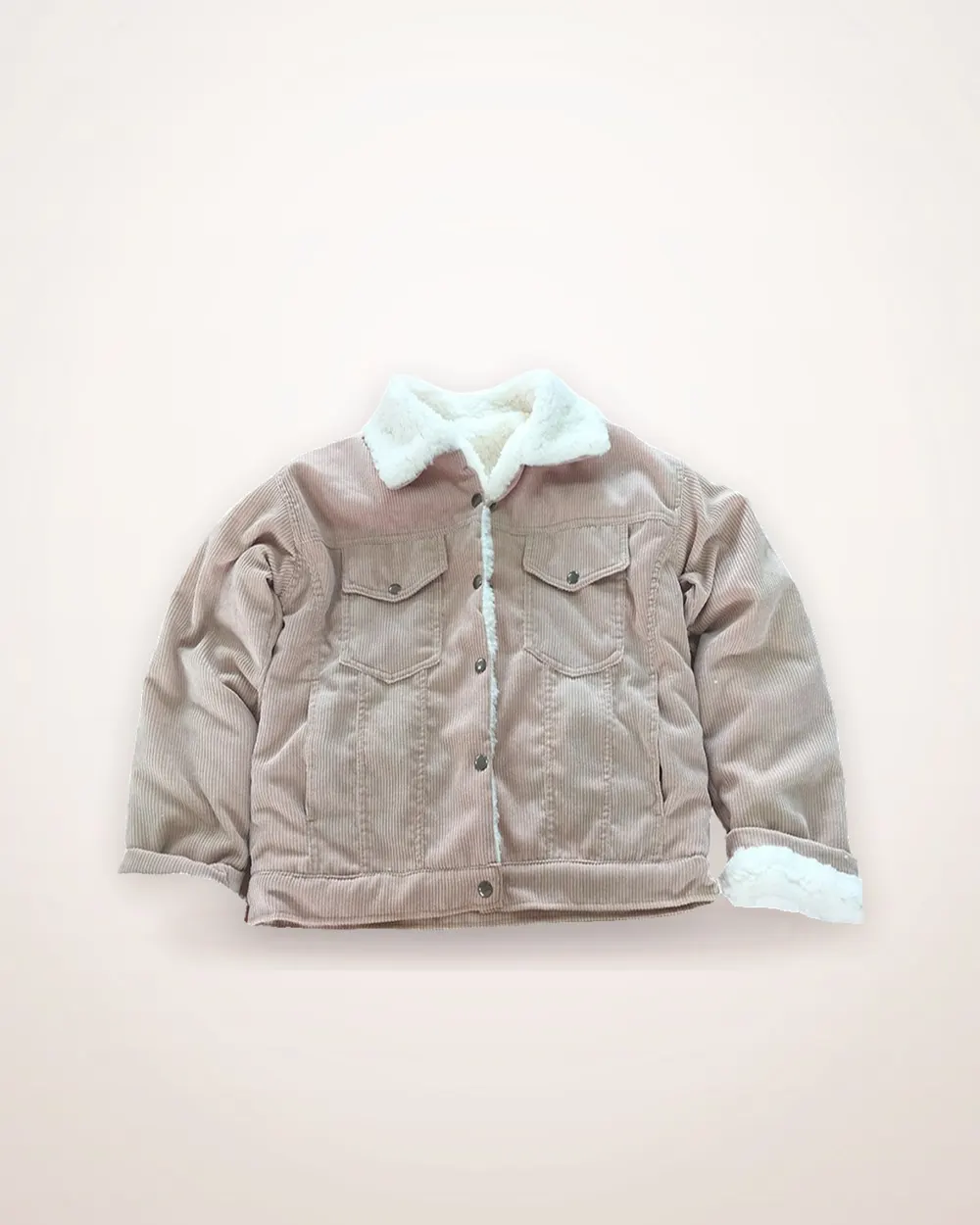 Long Corduroy Lambskin Padded Jacket