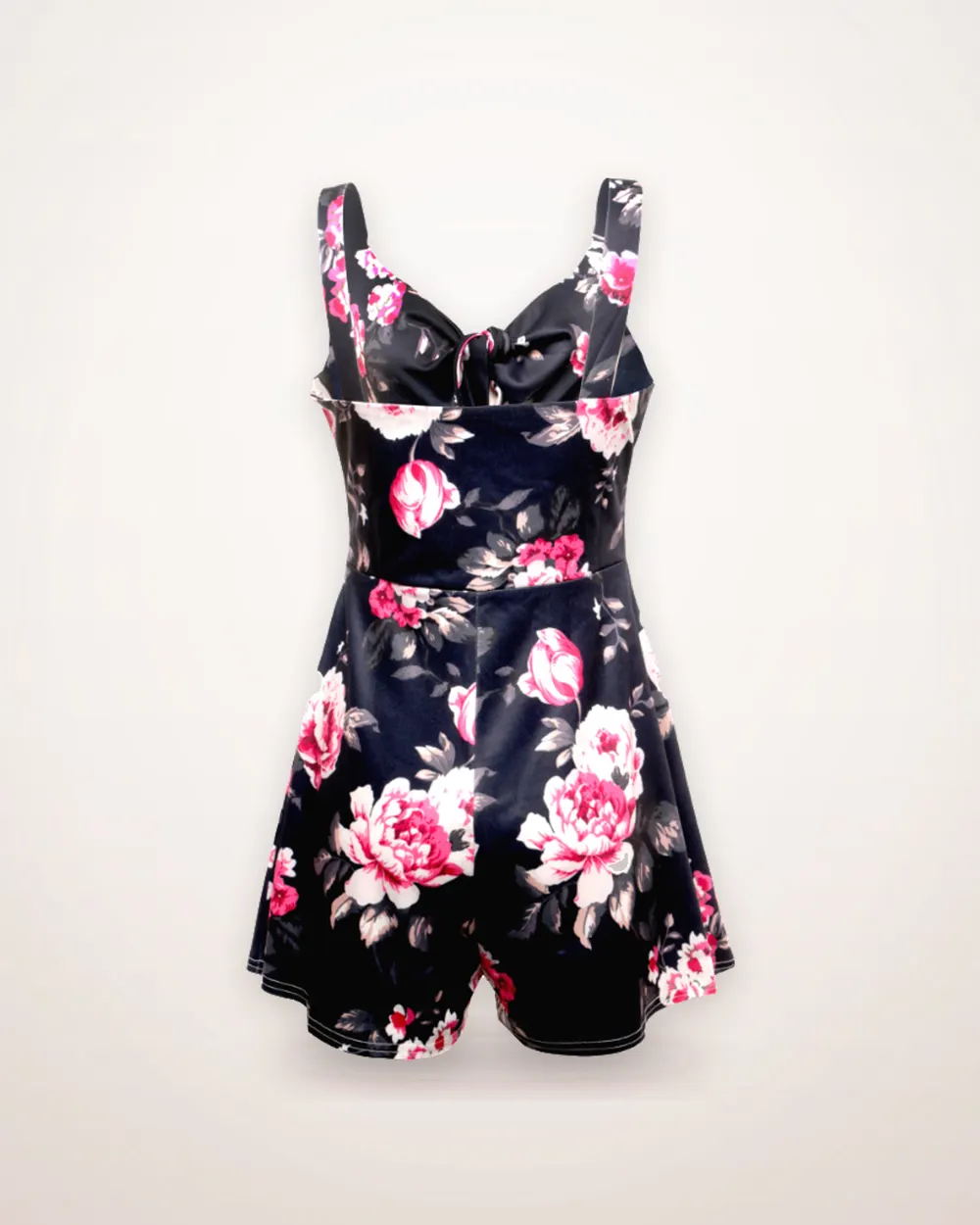 Printed Bow-Detail Short Jumpsuit