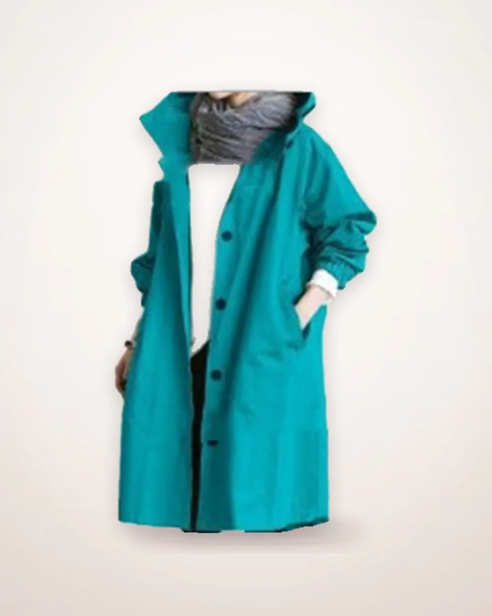 Hooded Button-Front Longline Windbreaker