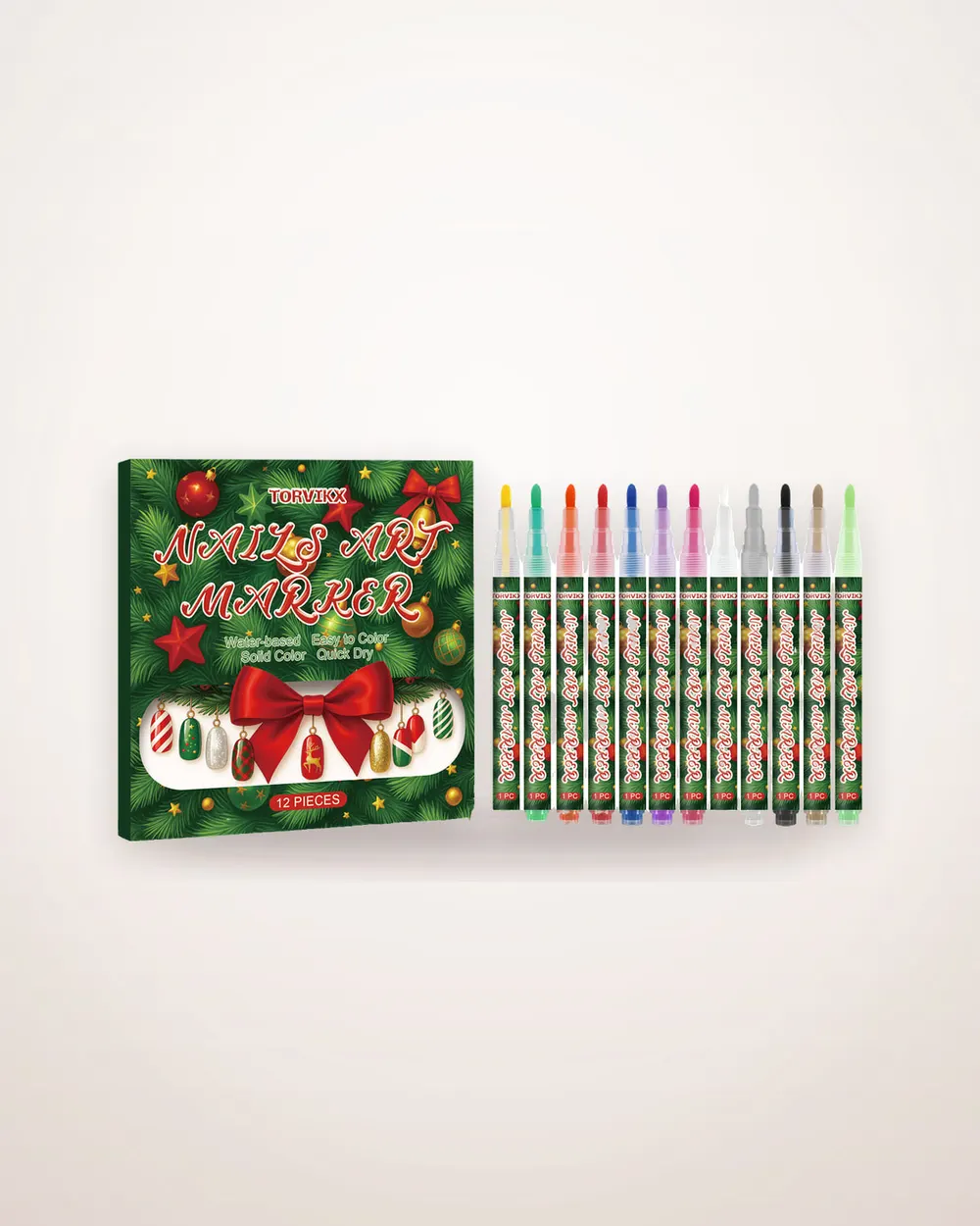 12-Piece Christmas Nail Art Pen Set