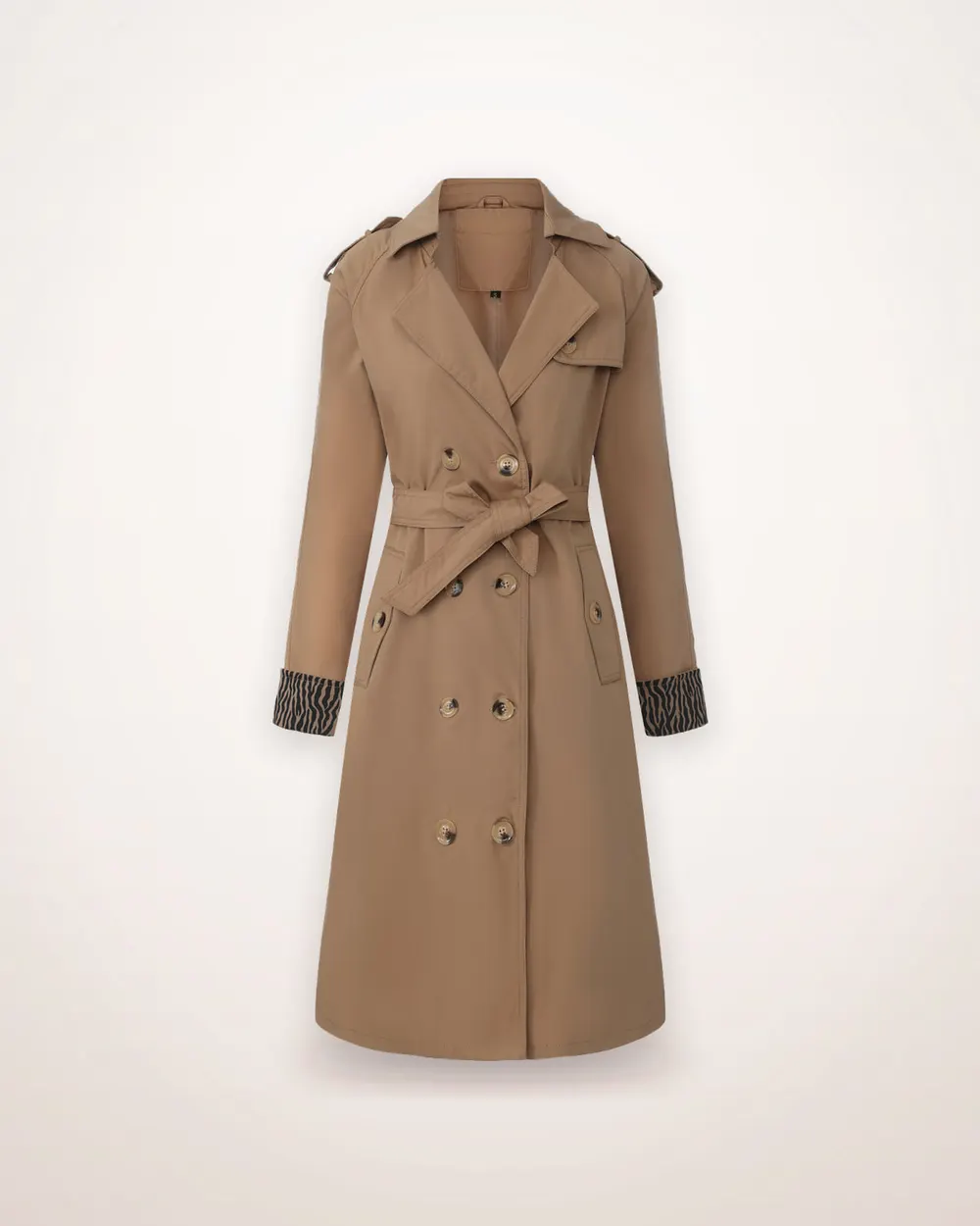 Leopard Print Double-Breasted Trench Coat