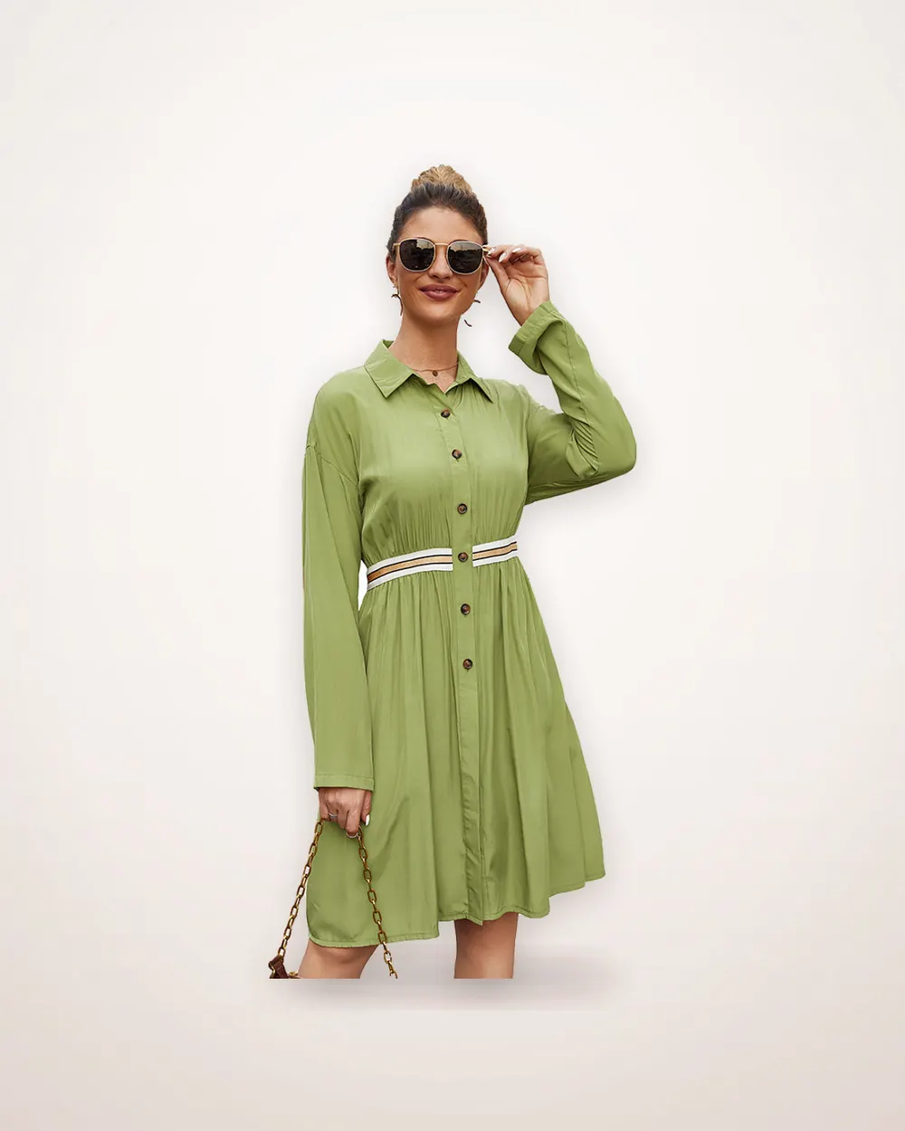 Polo Collar A-Line Midi Dress