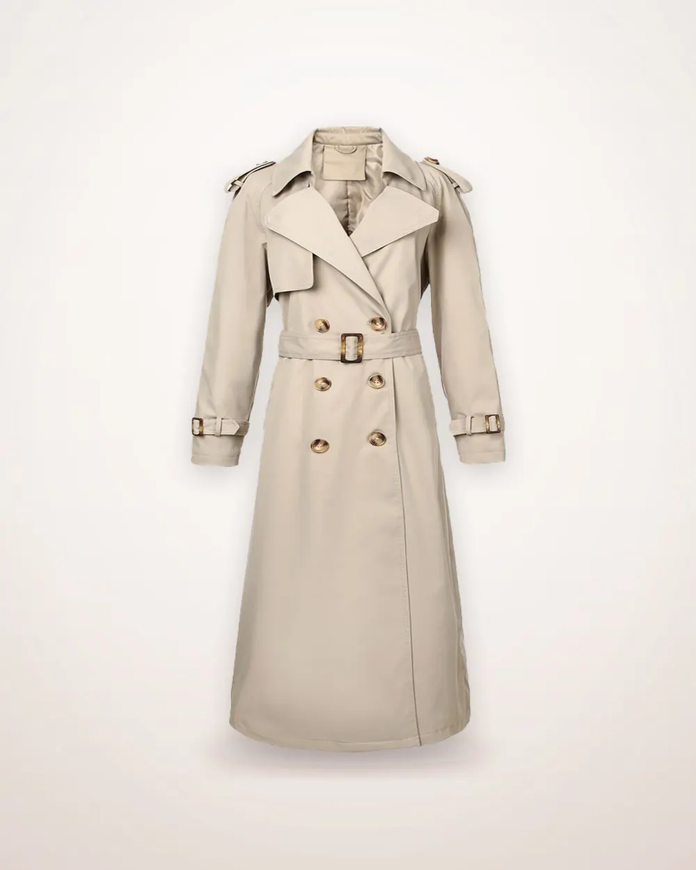 Double-Breasted Trench Coat with Tie Waist