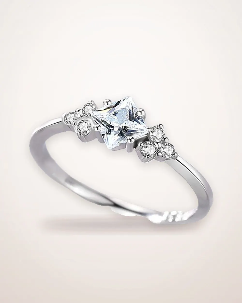 Sterling Silver Rhombus Zircon Ring