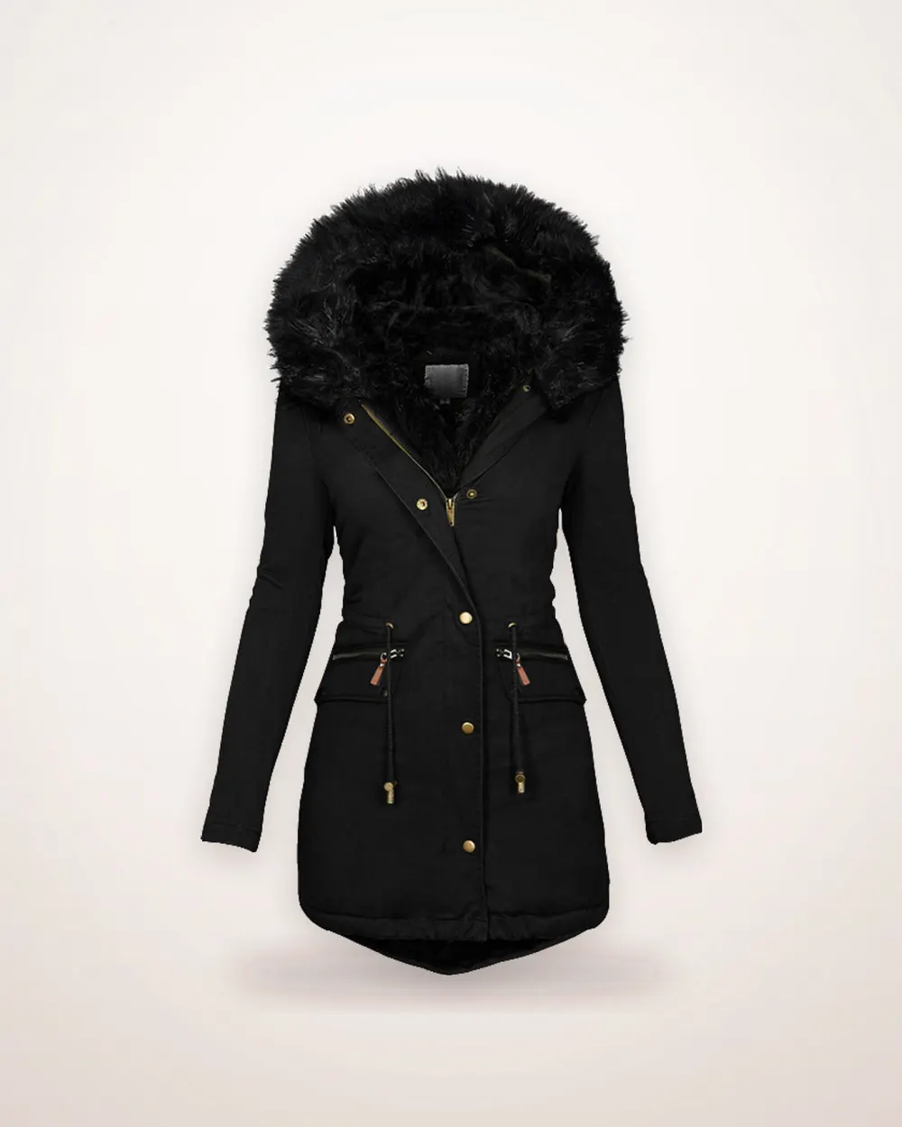 Plush Hooded Mid-Length Parka