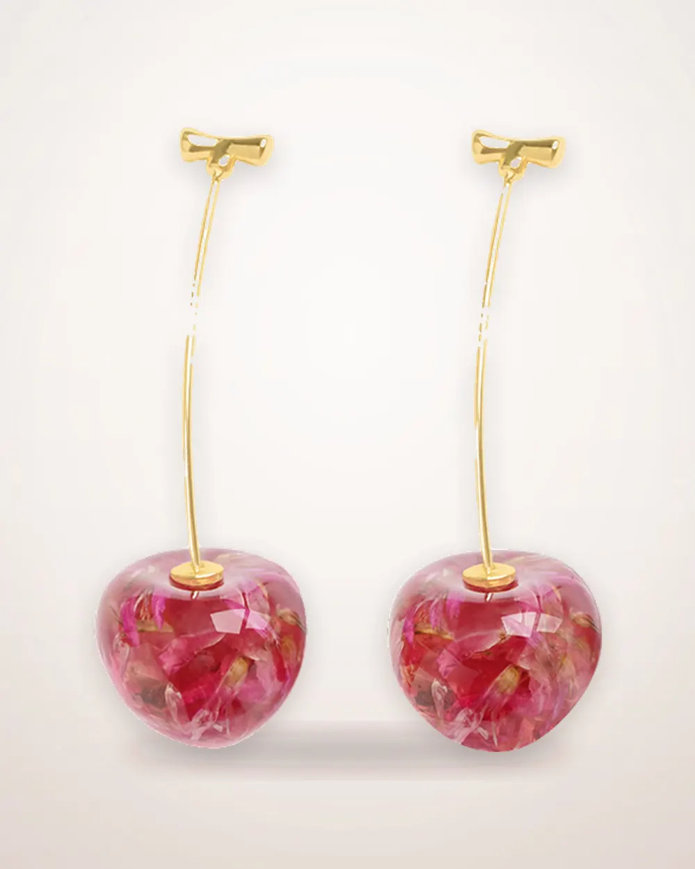 Long Dried Cherry Drop Earrings