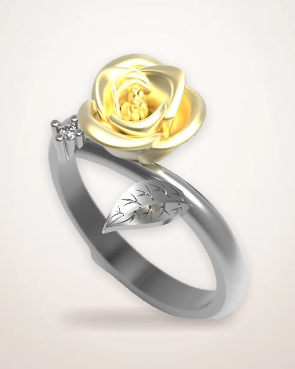 Two-Tone Flower Cocktail Ring