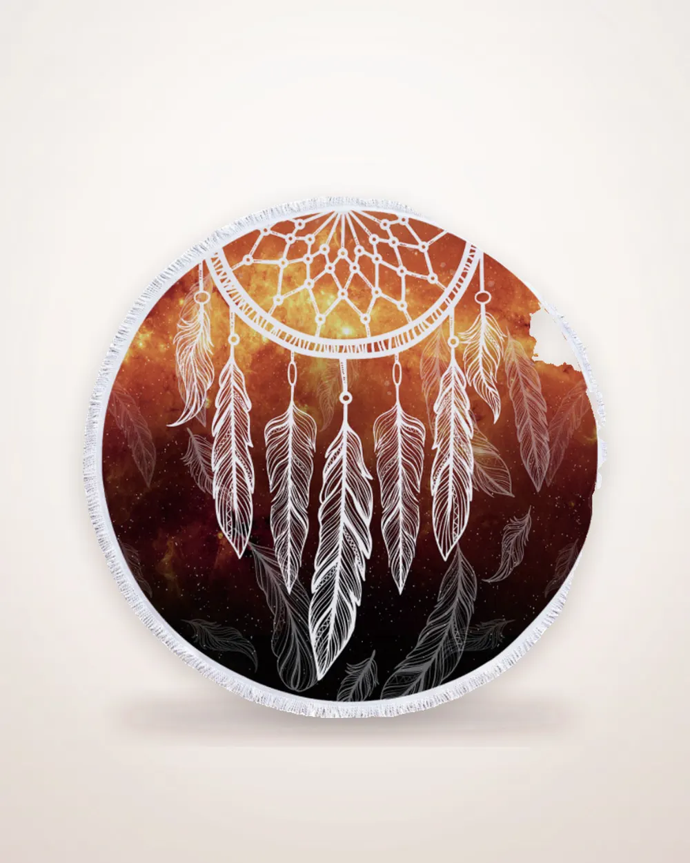 Round Microfiber Beach Towel with Tassels