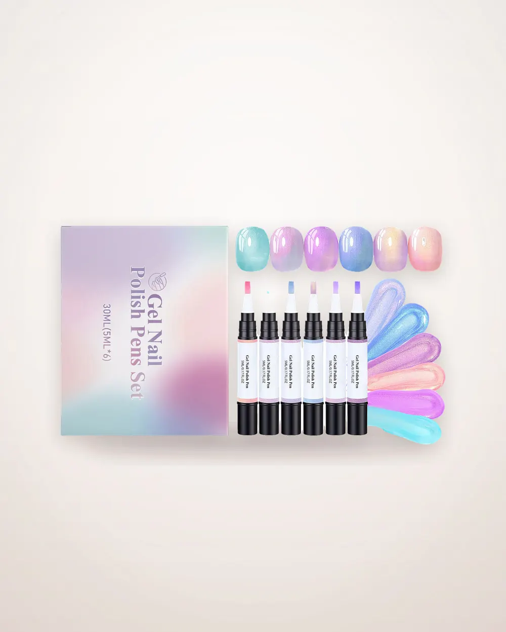 6-Piece UV Gel Nail Polish Pen Set