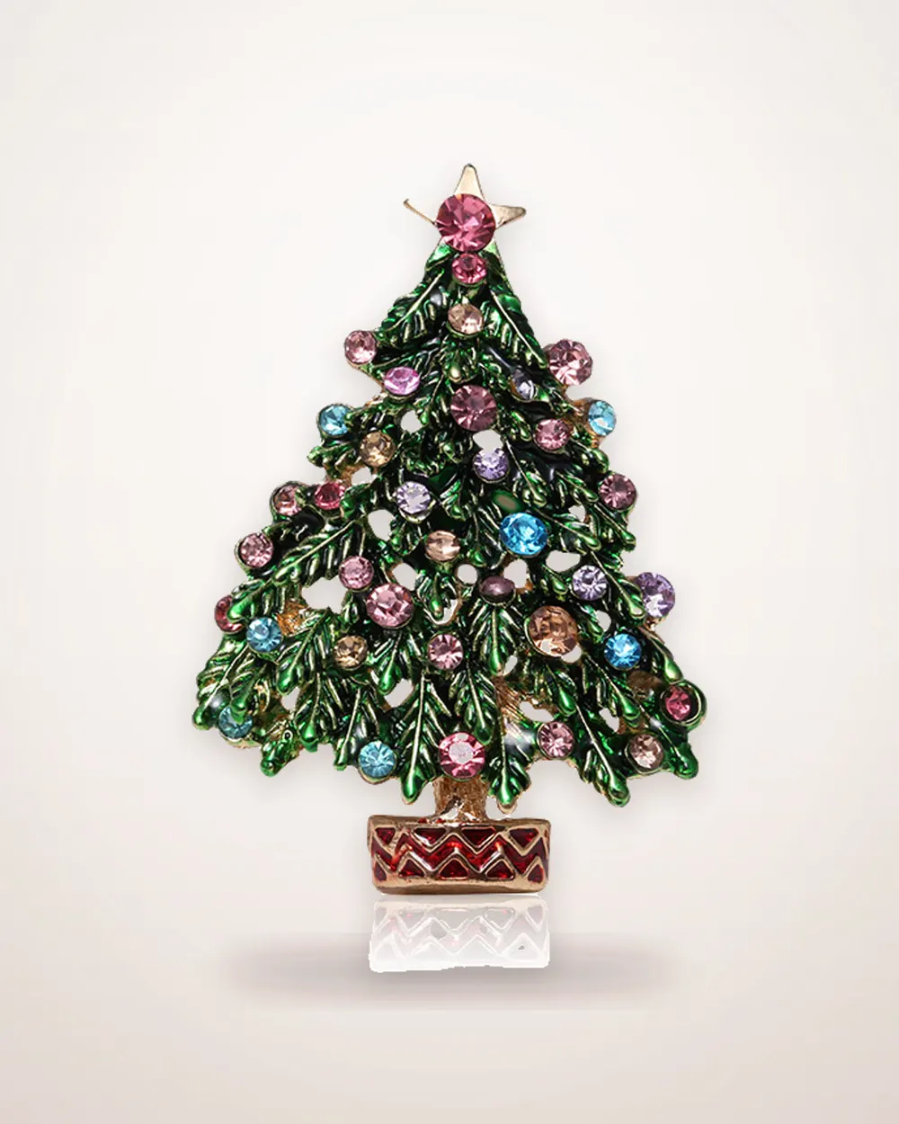 Christmas Tree Brooch with Glossy Colour