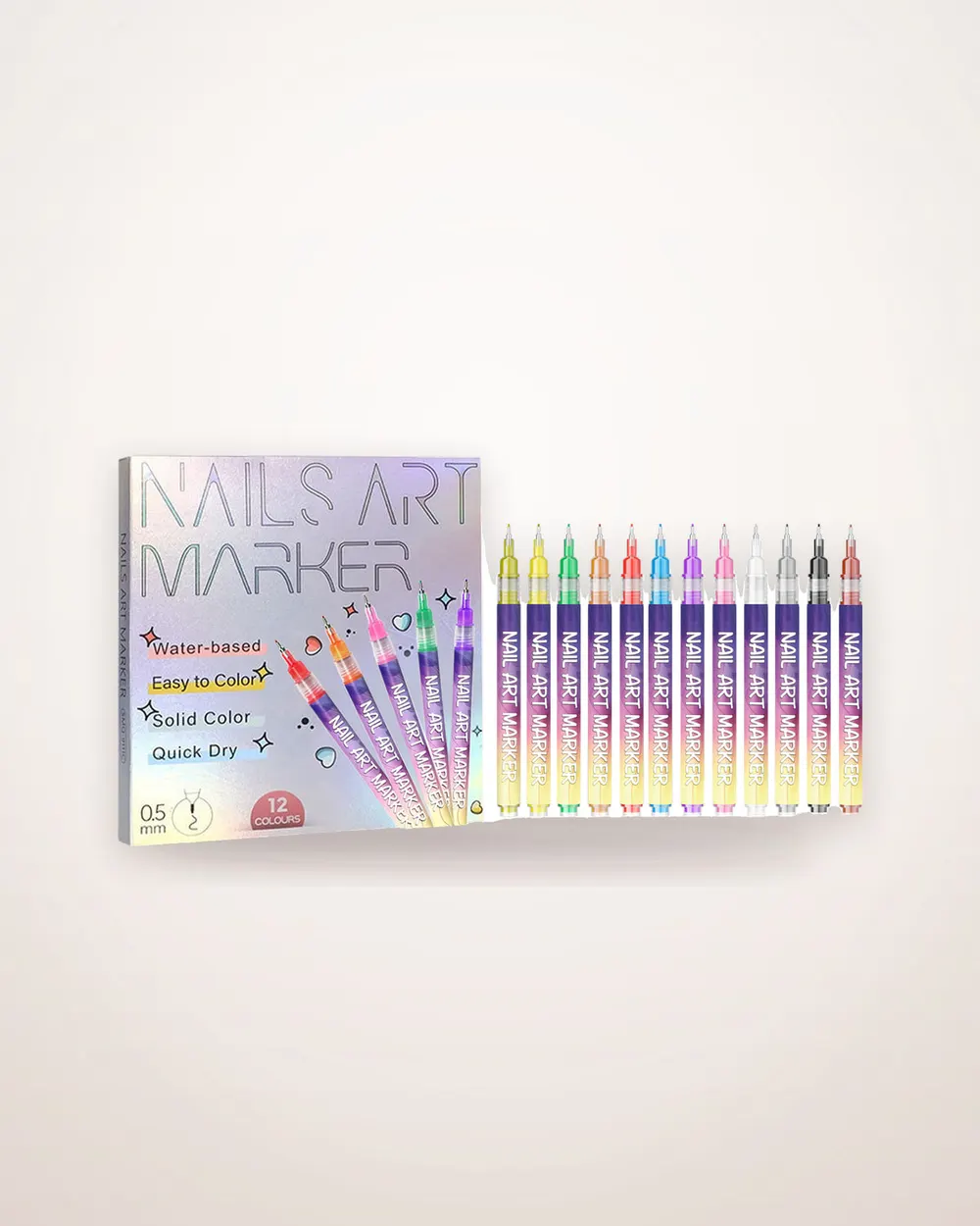 12-Piece Fine-Tip Nail Art Pen Set