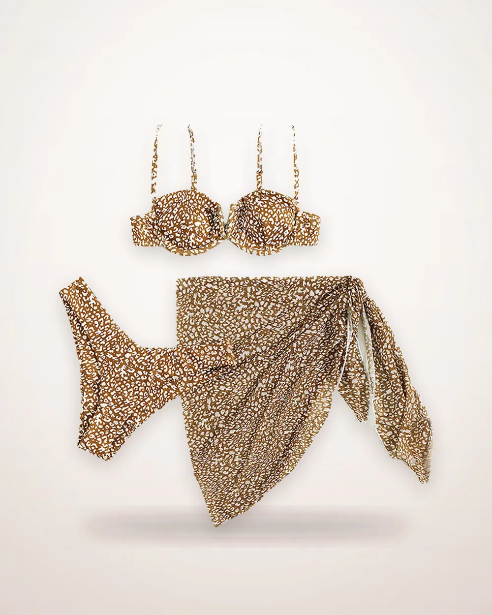 Three-Piece Floral Swim Set with Skirt