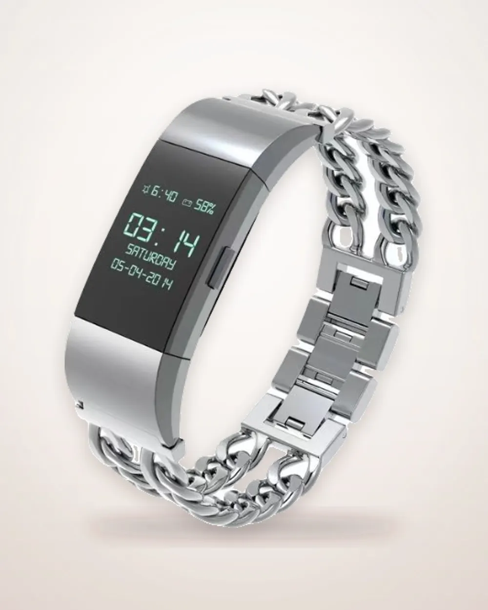 Double Row Stainless Steel Watch Strap
