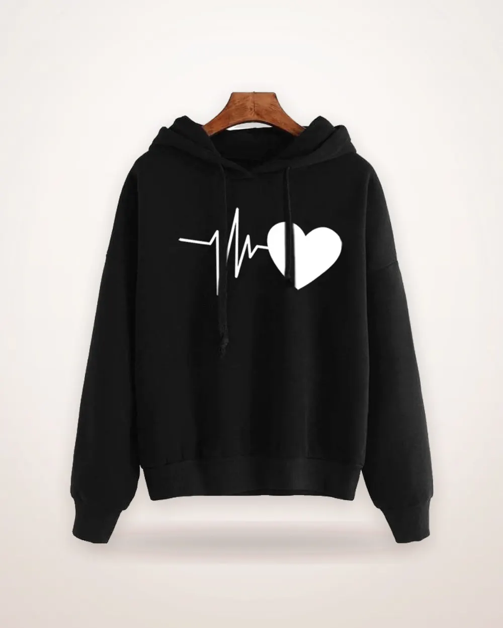 Heart Print Pullover Hoodie