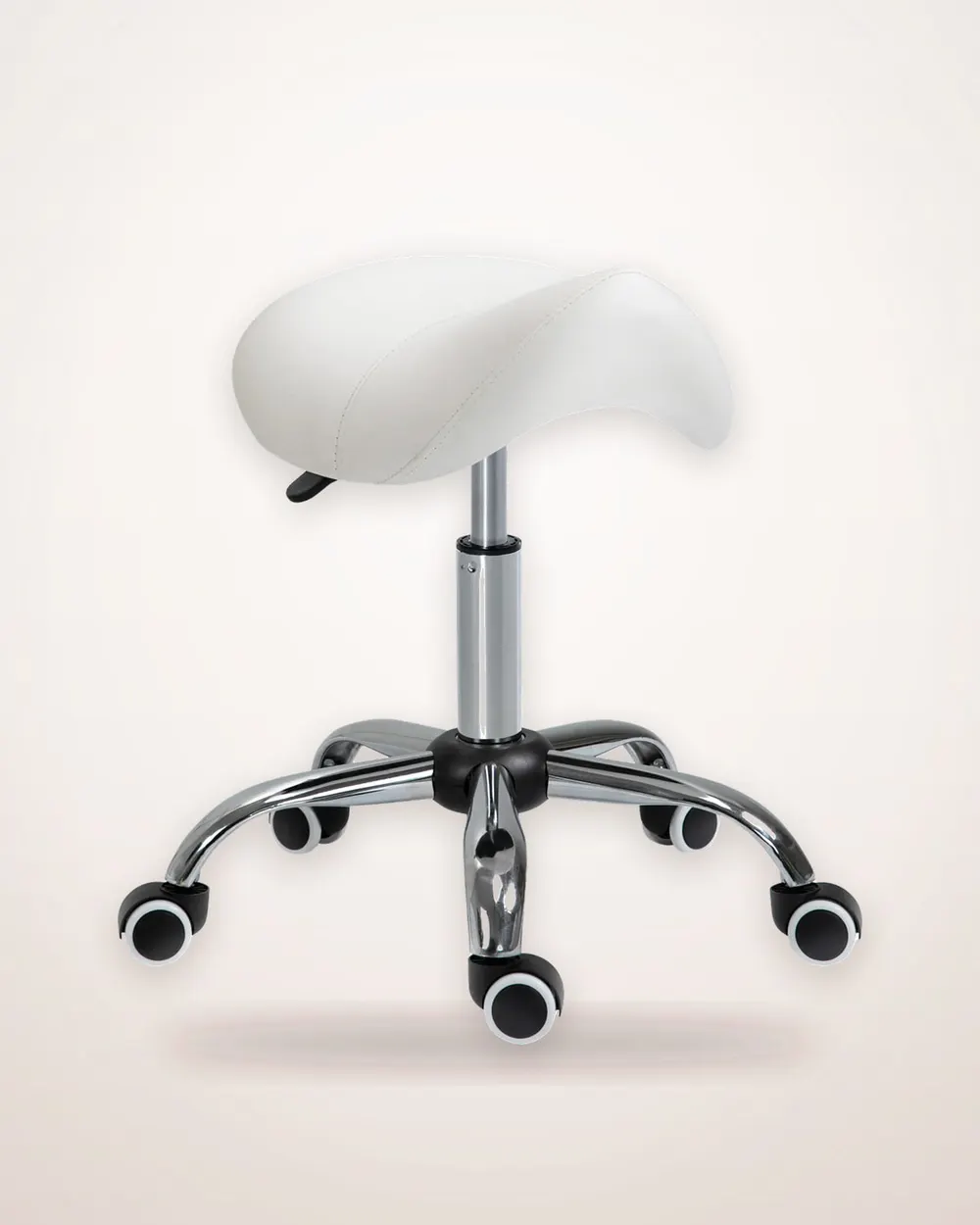 Cream White Adjustable Rolling Stool
