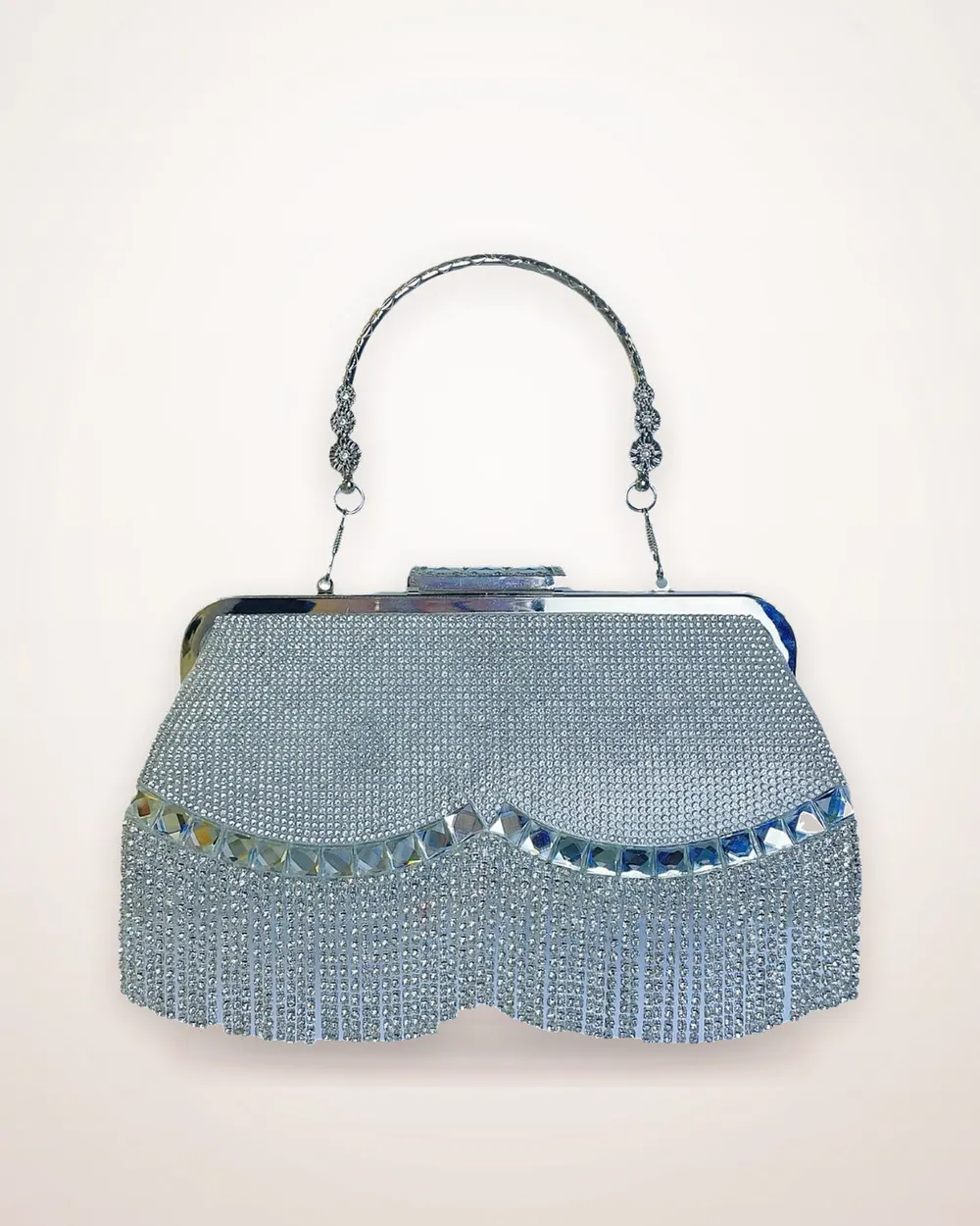 Tassel and Chain Structured Evening Bag