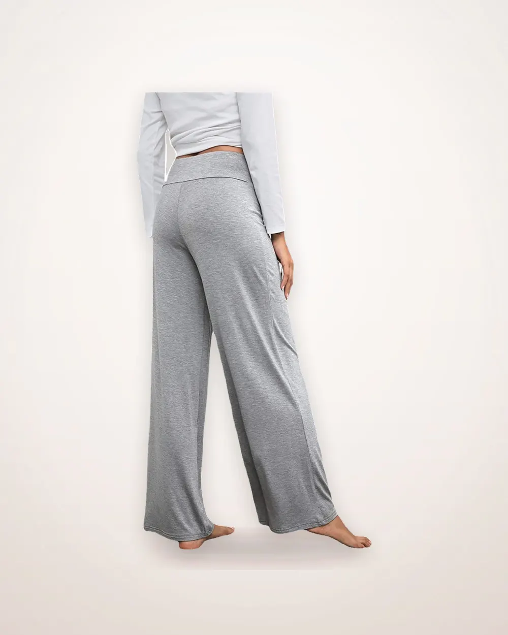 Wide-Leg High-Waist Pull-On Trousers