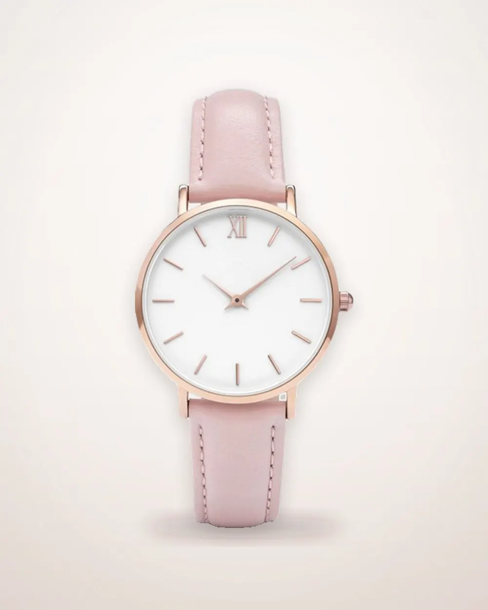 Oval Dial Leather Strap Quartz Watch
