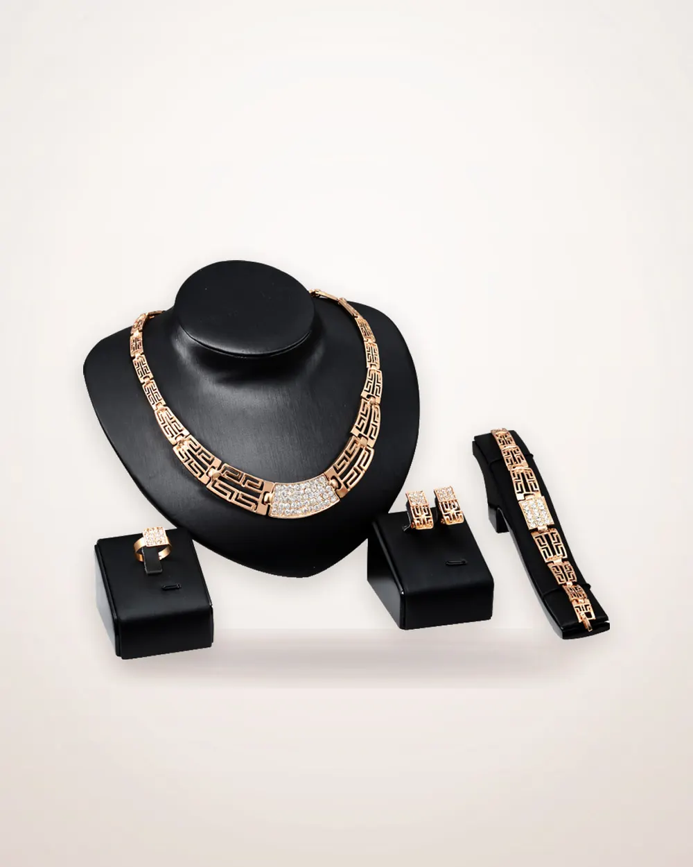 18K Gold Plated Jewelry Set with Stones