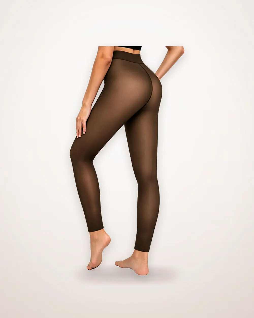 Fleece-Lined Sheer-Look Cropped Tights