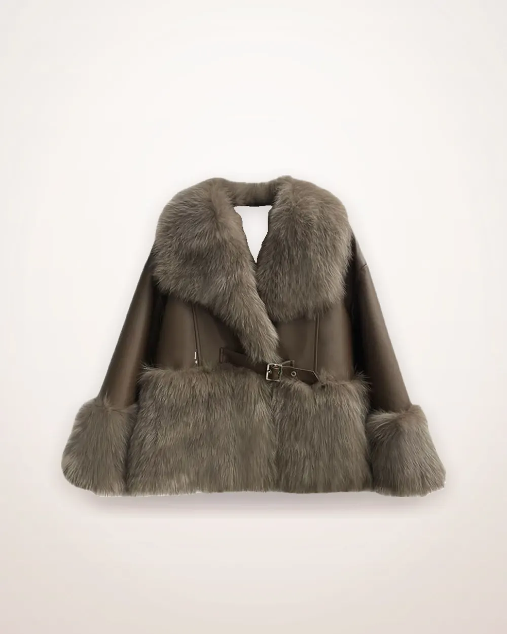 Faux Fur Coat with Oversized Collar
