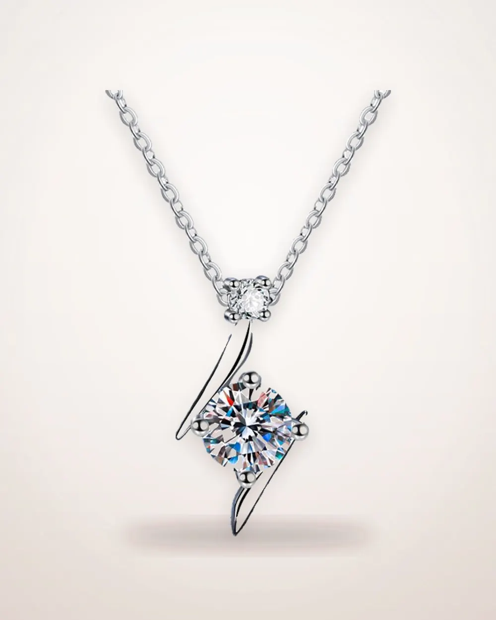 Sterling Silver Moissanite Lightning Necklace