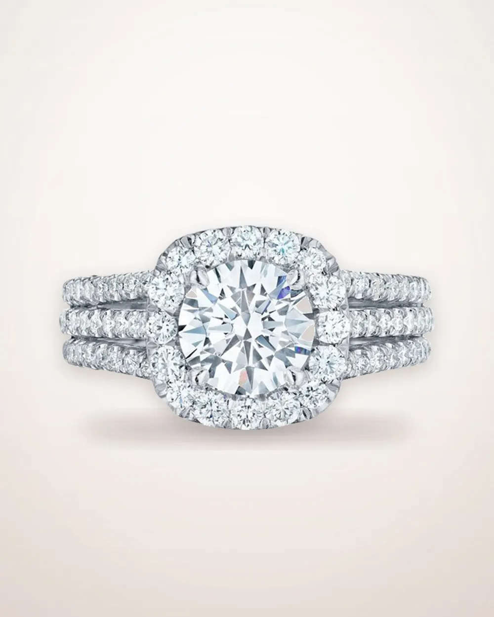 Square-Cut Zircon Pave Halo Ring