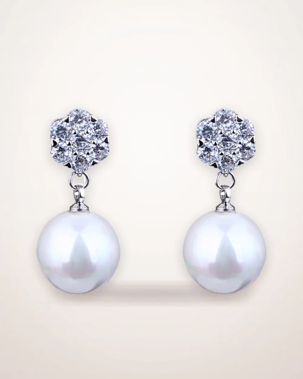 Long Round Pearl Drop Earrings