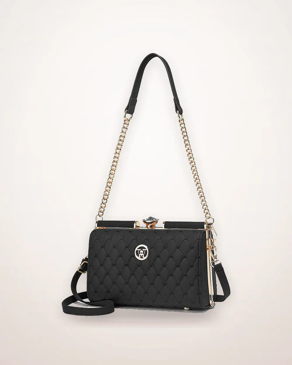 Diamond-Quilted Pillow Shoulder Bag