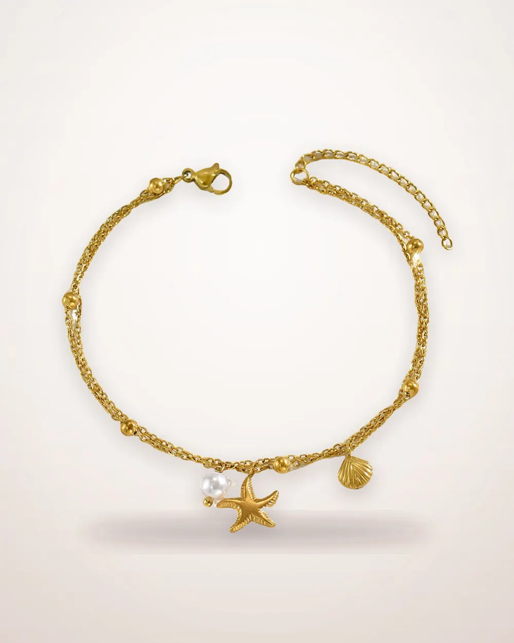 Shell and Star Double-Layer Anklet