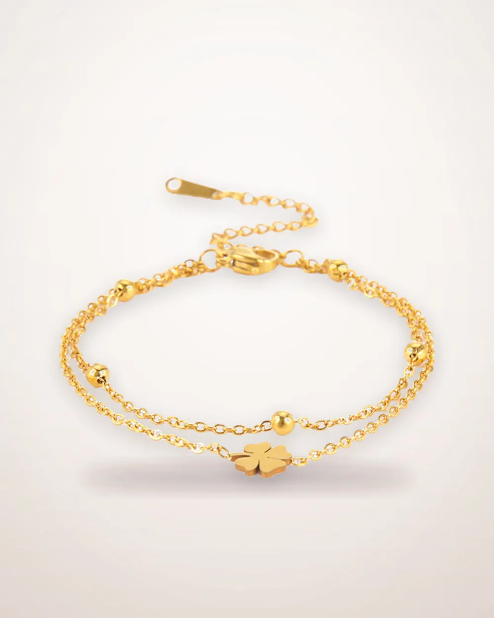 Double-Layer Clover Charm Anklet