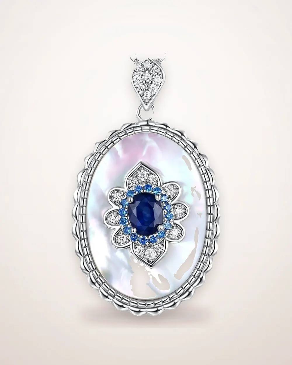 Sapphire Pendant 925 Silver Chain Necklace